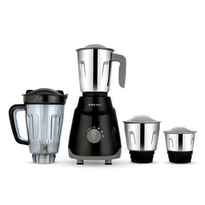 Bajaj Rex Neo 4 Jar 500W Mixer Grinder | DuraCut Blades | 2-In-1 Function Blade In Dry Jar | 2 Yrs Warranty Black/Grey Bajaj Rex Neo 4 Jar 500W Mixer Grinder | DuraCut Blades | 2-In-1 Function Blade In Dry Jar | 2 Yrs Warranty Black/Grey - Black/Grey / M