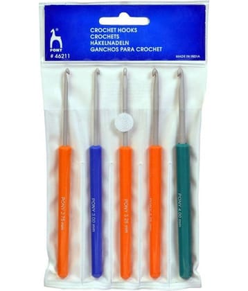 Assorted Plastic Handle Crochet Hook Set, pack of 5