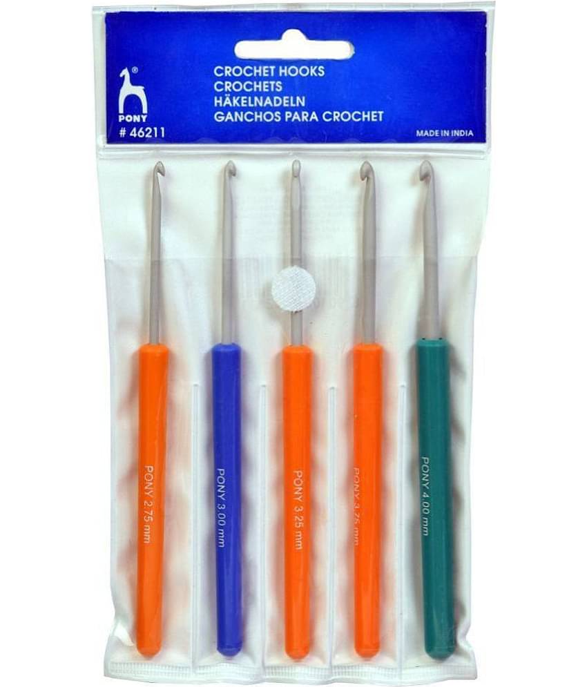 Assorted Plastic Handle Crochet Hook Set, pack of 5