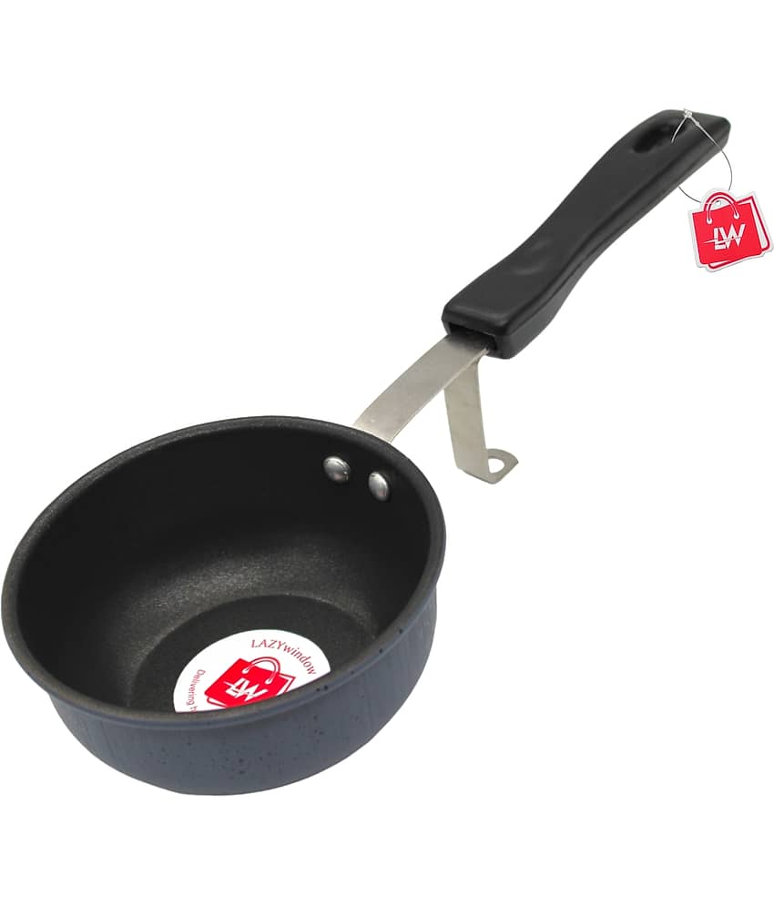 LAZYWINDOW LW0074 Non-Stick Hard Anodised Tadka Pan Sandwich Bottom without Lid mm Thickness 11 cm Diameter 0.5 Ltr