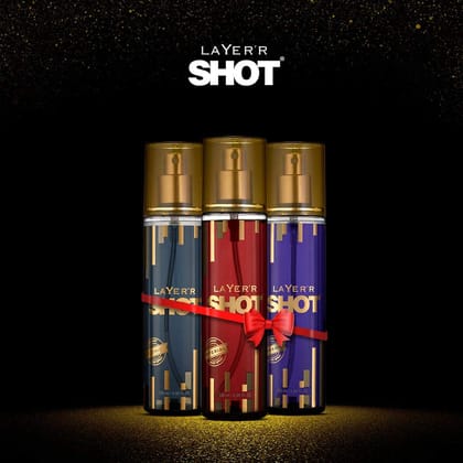 LAYER`R shot Gold Perfume, 135 ml (Pack of 3)