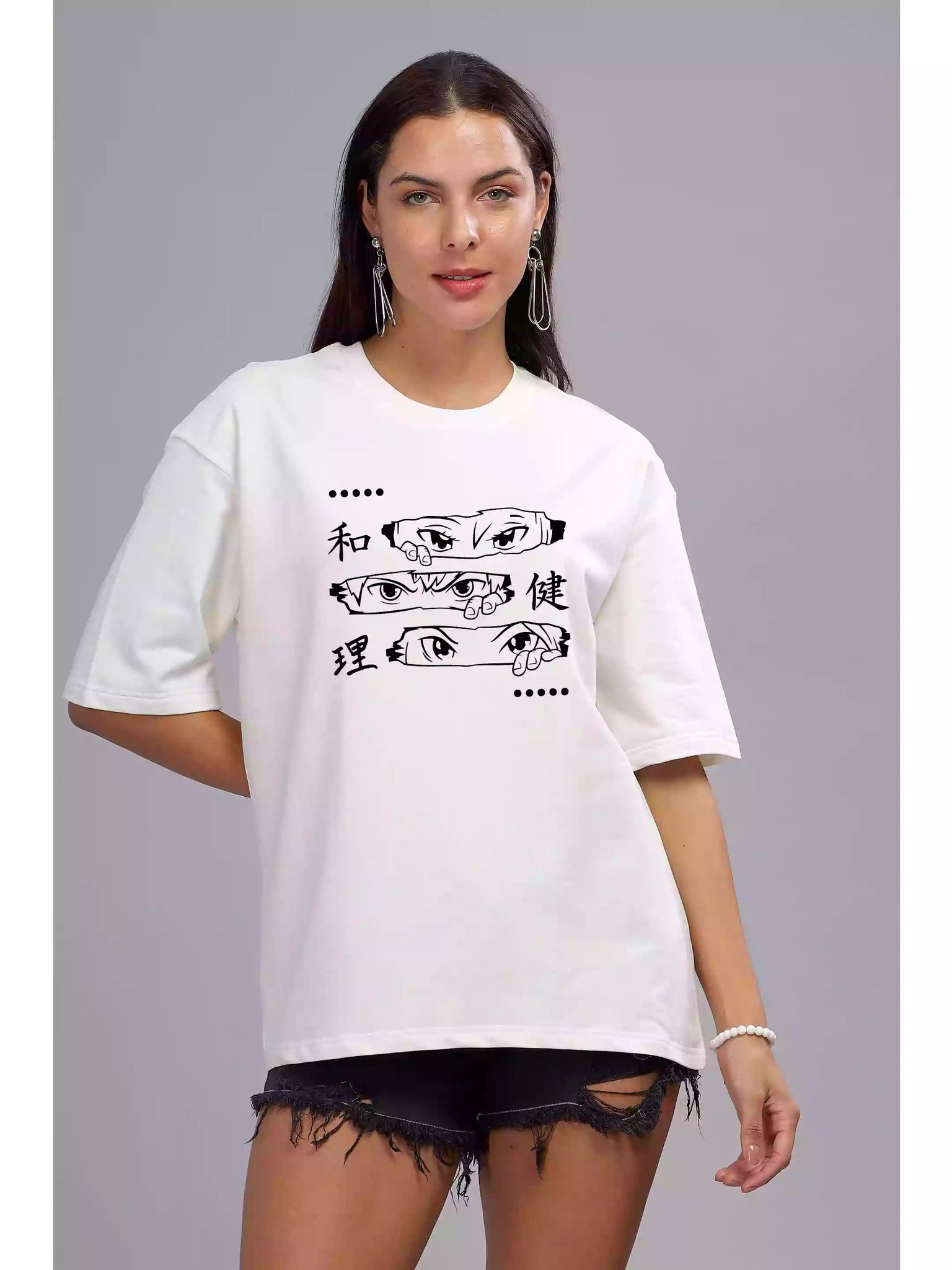 Sharingan Eyes - Sukhiaatma Unisex Oversized White T-shirt-S-42