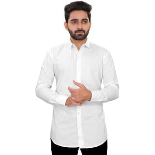Baleshwar Men White Solid Casual Shirt (Pack of 1 )