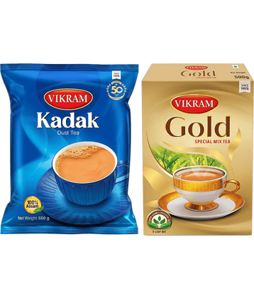 Vikram Tea Combo(Pack Of 2) ,Gold Special Mix Tea(Box) , 500G , Kadak Dust Tea , 500G