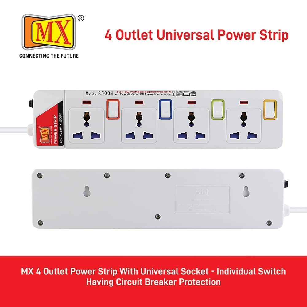 MX Power Strip - Universal Sockets with Individual Switches