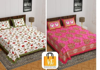 2201-Hometrade India- Standard Double Size (90*100 in )-Combo Double Bedsheet