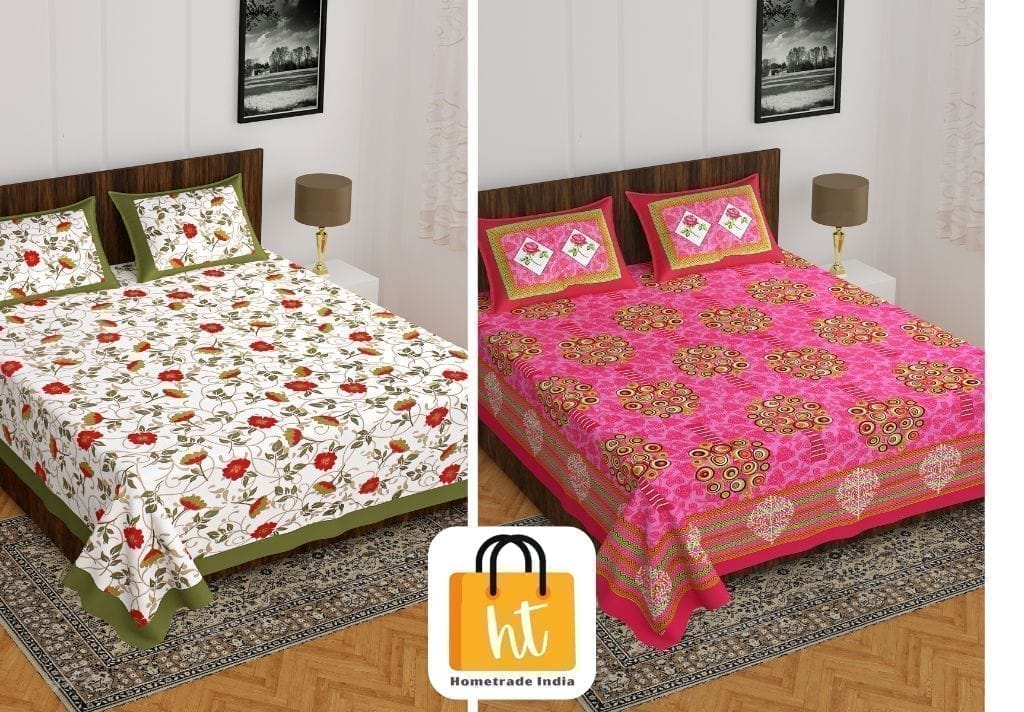 2201-Hometrade India- Standard Double Size (90*100 in )-Combo Double Bedsheet