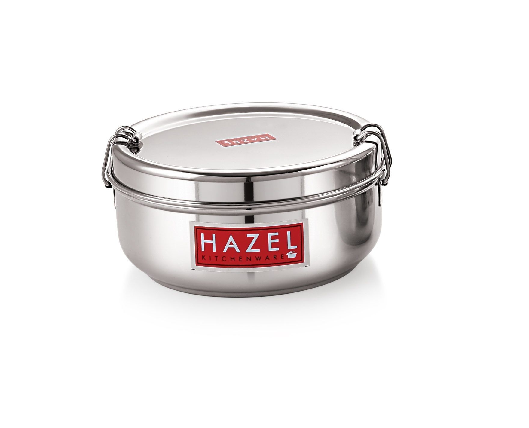 HAZEL Stainless Steel Tiffin Box with Inner Plate , 350 ml Small Lunch Box for Office & Travel , Compact Steel Food Storage Container with Lid