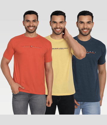Zeffit Pack of 3 Cotton Blend Regular Fit Men's T-Shirt ( Multicolor )