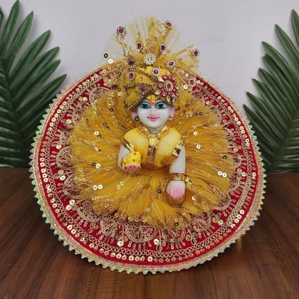 Yellow Rani Heavy Dress for laddu gopal ji with pagdi-0