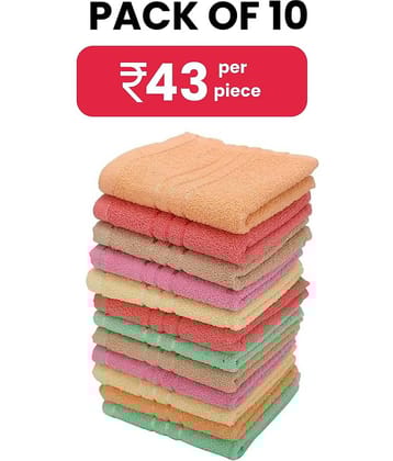 Swadesi E Shop Pack of 10 Cotton 401-450 -GSM Hand Towel ( Multicolor )