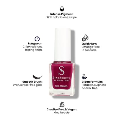 StarStruck by Sunny Leone - Berry - Glossy Nail Polish | Mirror-Like Shine & Longwear Color | Quick Dry Formula StarStruck by Sunny Leone - Berry - Glossy Nail Polish | Mirror-Like Shine & Longwear Color | Quick Dry Formula