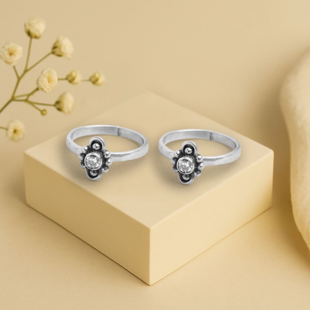 Little Flower Stone Toe Ring (Pair)