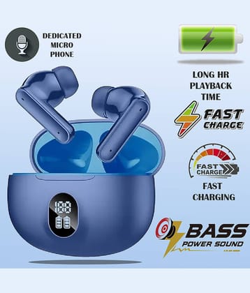 Bluetooth Earbuds with Digital Display & Charging Indicator (Blue)