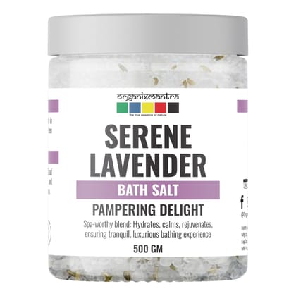 Organix Mantra Relaxing Lavender Bath Salt | Enriched with Dead Sea Minerals, Olive Oil & Vitamin E, with Calming Lavender Buds| Soothing Hydration & Luxurious Relaxation Soak - 500G