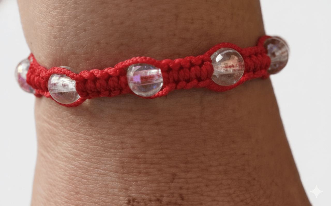 Red Thread Beaded Unisex Bracelet for Men and Women – Adjustable Traditional Wrist Band