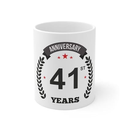 DARSHANS Ceramic 41st Anniversary Printed Coffee Mug (Color: White, Capacity:330ml)