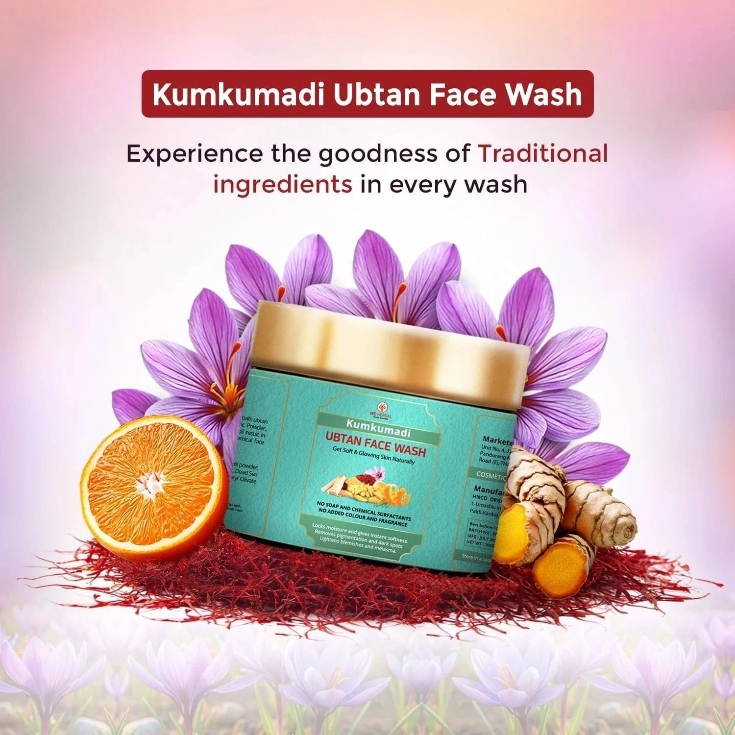Kumkumadi Ubtan Face Wash: Nature’s Gift for Radiant and Flawless Skin-100 gm / in