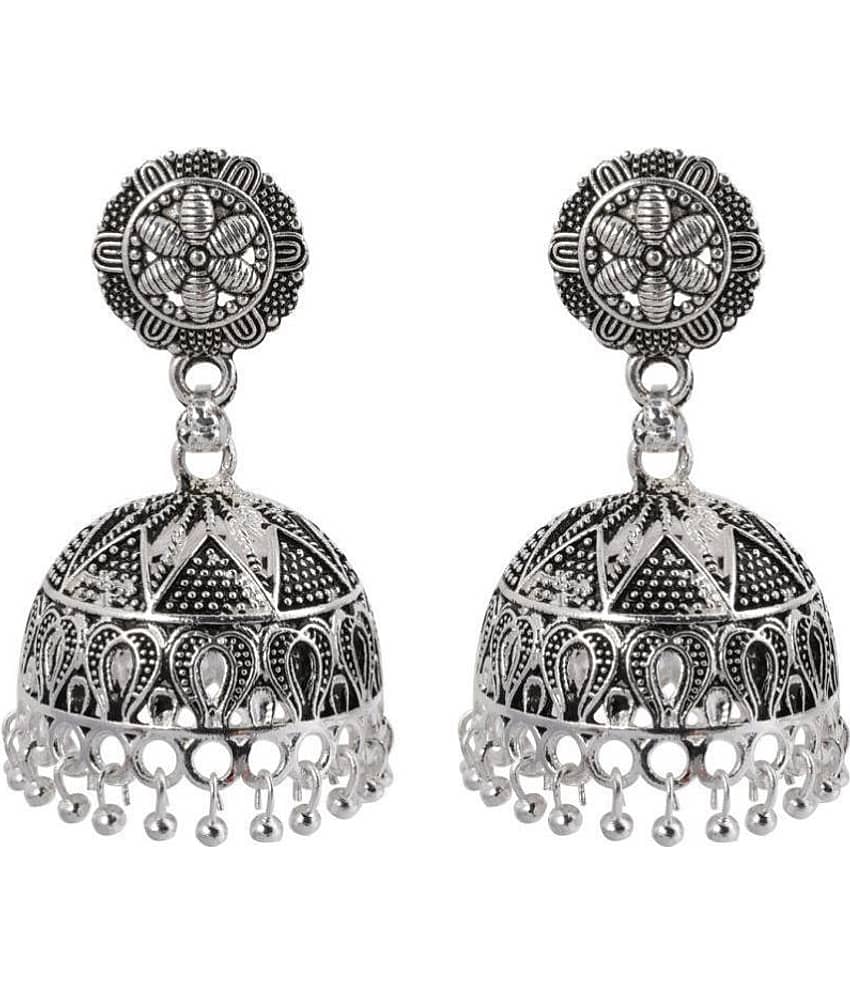 Silver Shine Ravishing Silver Big Dangler  Jhumki Earrings.