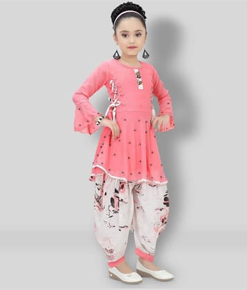 Arshia Fashions Girls Cotton Blend Patiala Kurta Set ( Pack of 1 , Yellow )