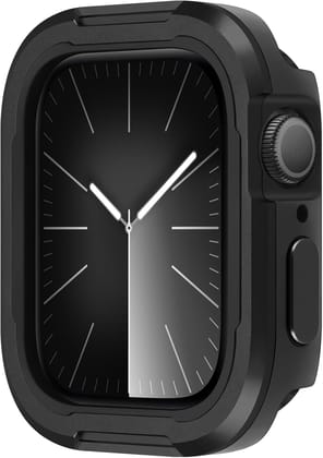 Premium Rugged Metal Bumper Case by iSerieshub Compatible For Apple Watch-Black / 44MM