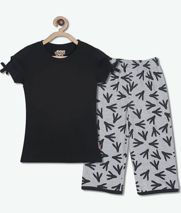 Sini Mini Pack of 1 Girls Cotton Top With Capris ( Black )