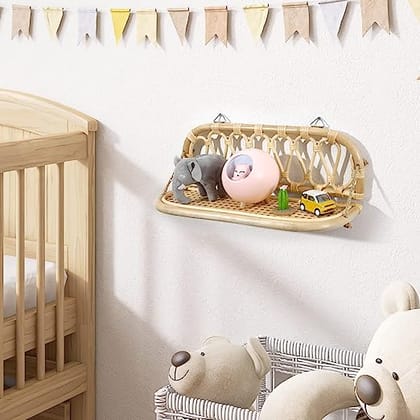 Handmade Boho Rattan Wall Shelf | 16.5 Inch | Floating Style Handmade Boho Rattan Wall Shelf | 16.5 Inch | Floating Style