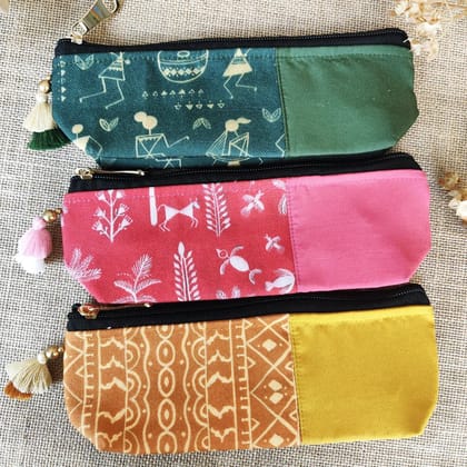 Warli Trio Pencil Pouch Combo