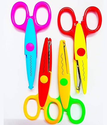 Eclet Designer Shape Cutter Scissor Pack of 4 Different Design, Zig Zag Scissor for DIY Craft Work, Project Work, Border Making and Scrapbooking, Multicolor, Designer Shape Scissor Pack of 4
