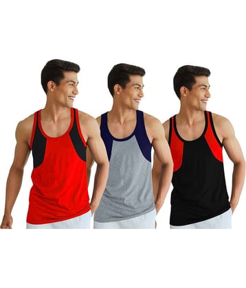 Drako Pack of 3 Cotton Basic Vest For Men ( Multicolor )