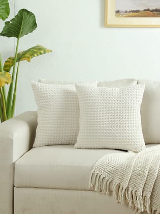 Karakoram Set Of 2 Cushion Cover (Natural/White) - 40X40cm