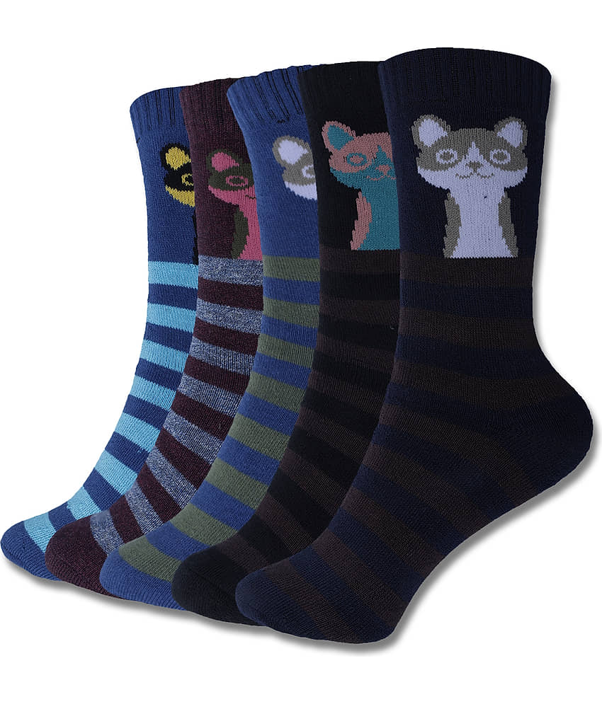 Dollar Multicolor Cotton Blend Boy's Full Length Socks ( Pack of 5 )