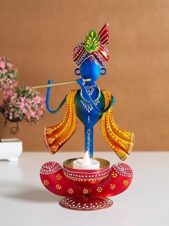 Blue & Red Krishna Idol Showpiece - Pooja Needs | Buy online on ZillyBuy
