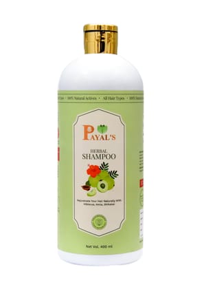 Payal's Herbal Shampoo for All Hair Types | Gentle Daily Cleansing, Nourishes Hair & Scalp, Reduces Hair Fall & Adds Shine | For Men & Women | 400ml Payal's Herbal Shampoo for All Hair Types | Gentle Daily Cleansing, Nourishes Hair & Scalp, Reduces Hair 