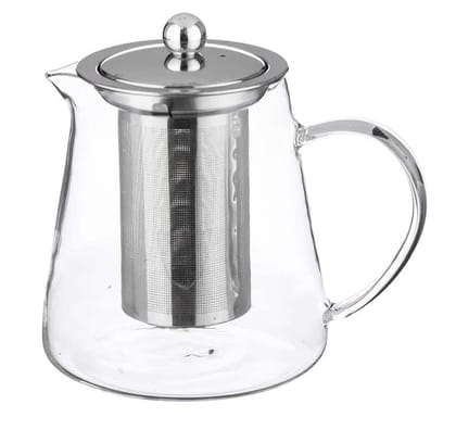 Borosilicate Glass stovetop Kettle with Stainless Steel Infuser teapot to Infuse Coffee Black harbal kadha Pot for Making Green Tea