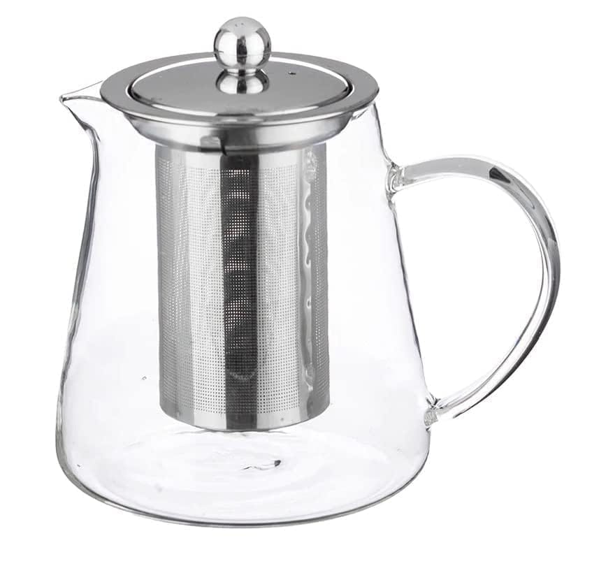 Borosilicate Glass stovetop Kettle with Stainless Steel Infuser teapot to Infuse Coffee Black harbal kadha Pot for Making Green Tea