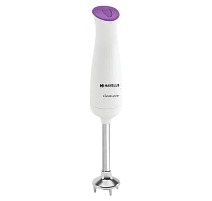 Havells Classique- S Low Noise 300 watt Hand Blender with Detachable Stainless Steel Stem, Double Bush,Copper Motor & 2 Years Warranty(Violet and white) Havells Classique- S Low Noise 300 watt Hand Blender with Detachable Stainless Steel Stem, Double Bush,Copper Motor & 2 Years Warranty(Violet and white)