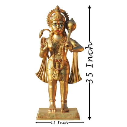 Brass Standing Hanuman Ji Murti - Devotional Home Showpiece, Height : 35 Inch (BSMAS1301 M)