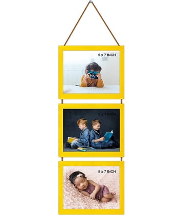 Indianara Wood Yellow Photo Frame Sets - Pack of 3