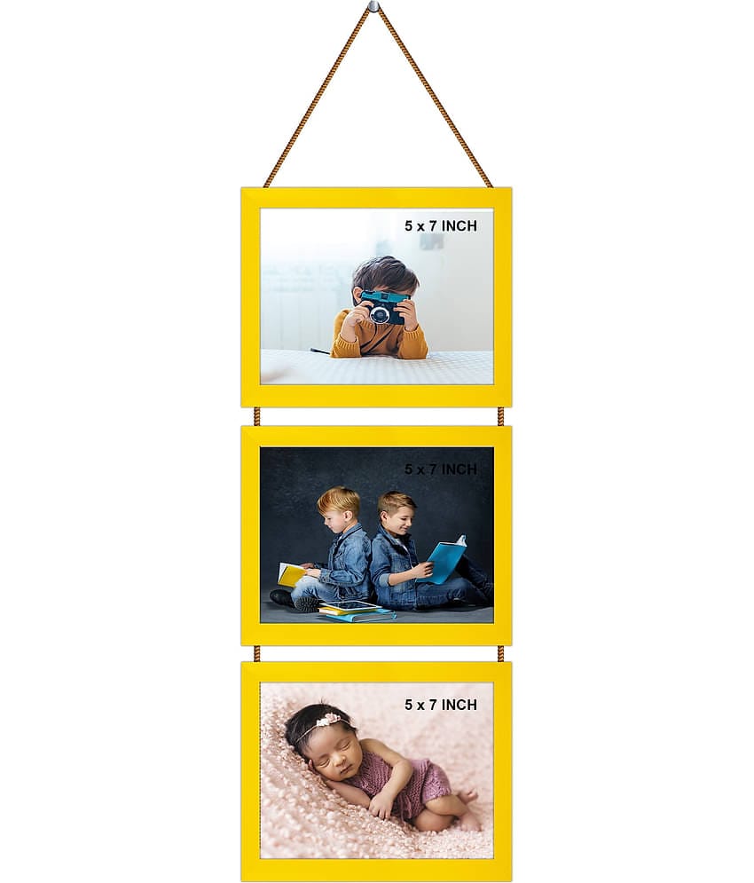 Indianara Wood Yellow Photo Frame Sets - Pack of 3