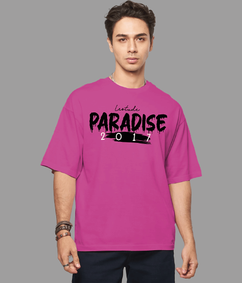 Leotude Pack of 1 Cotton Blend Oversized Fit Men's T-Shirt ( Pink )