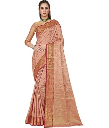 Sariya Jacquard Woven Saree With Unstitched Blouse Piece ( Pink )
