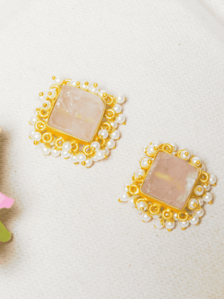 Elegant Rose Quartz Studs