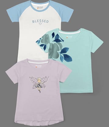 HELLCAT Pack of 3 Girls Cotton Blend T-Shirt ( Multicolor )
