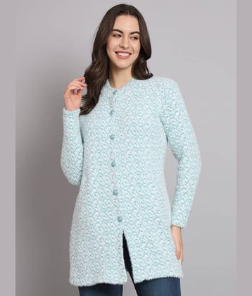 eWools.in Woollen Round Neck Women's Buttoned Cardigans - Blue ( )