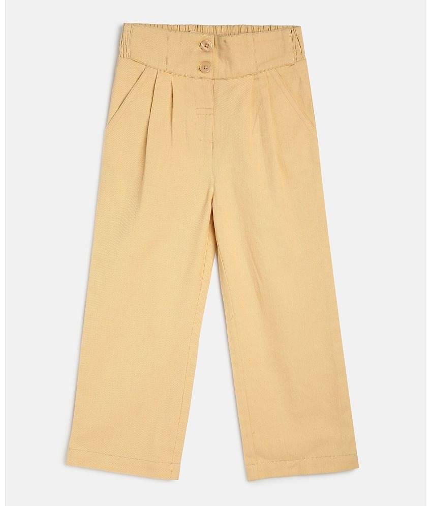 MINI KLUB Beige Woven Pant For Kids Girls