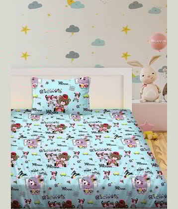 Bella Casa Cotton Single Bedsheet ( Blue )