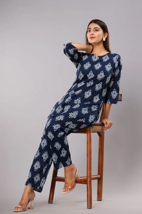 Blue Flower - Cord Set - Pure Cotton-38 - M