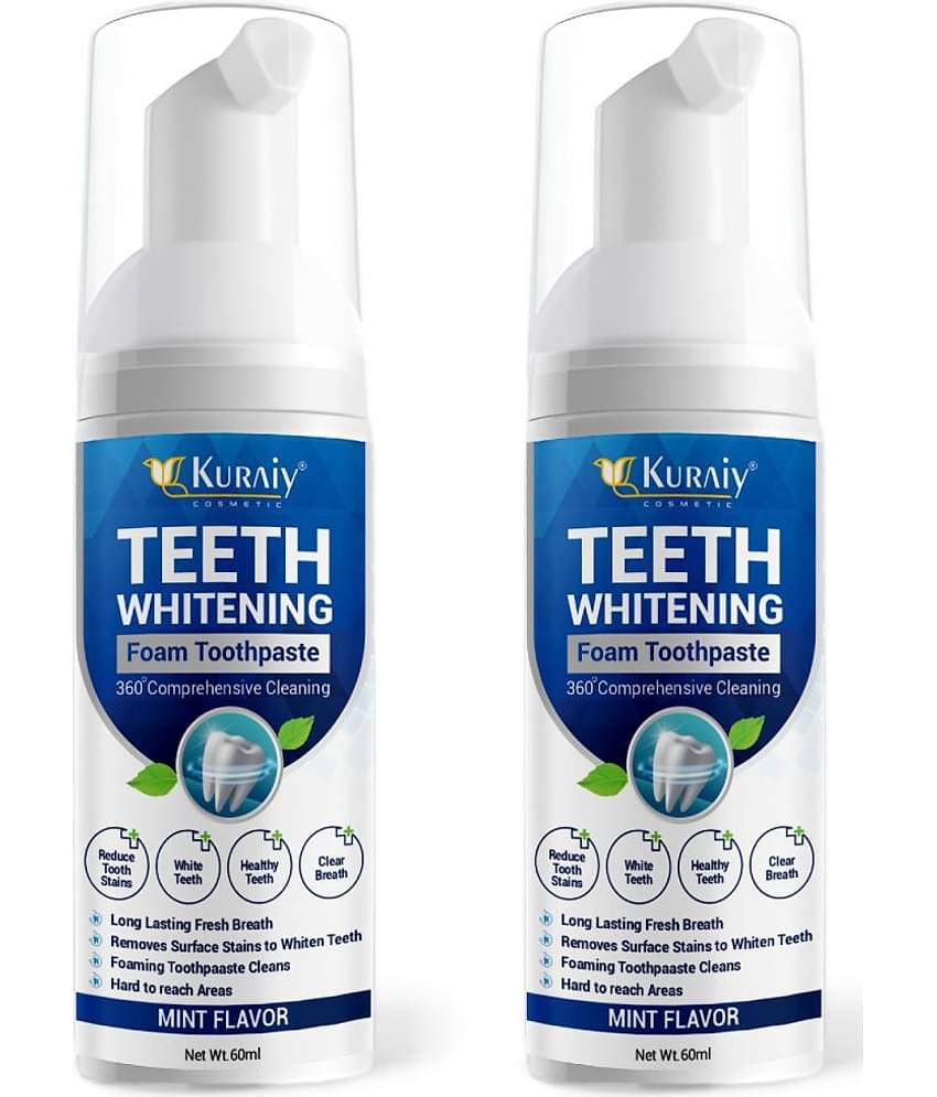 KURAIY Teeth Whitening Oral Hygiene Breath Toothpaste Foam 60ML Pack of 2