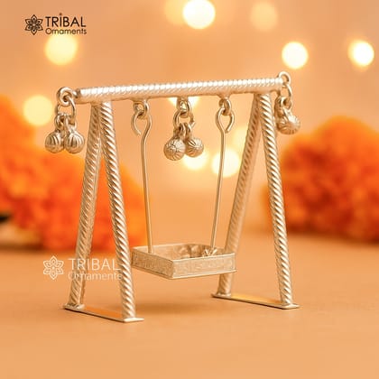 925 Sterling silver handmade Laddu Gopala child Krishna swing, child Krishna palna, silver jhula, laddu gopal jhula, silver art su1286